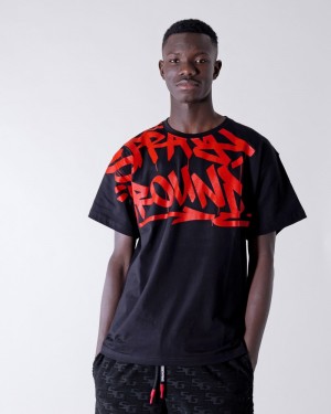 Black Sprayground Tag Men's T Shirts | 676070702