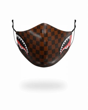 Brown Sprayground Fixed Filter Sharks In Paris Pu Fashion Women's Face Masks | 672955120