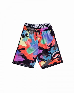 Red Sprayground Color Camo Men's Swim Shorts | 765009014