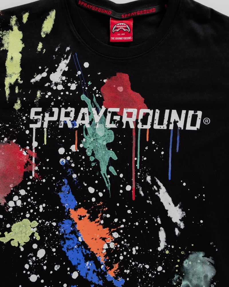 Black Sprayground Color Splat Regular Women's T Shirts | 318413453