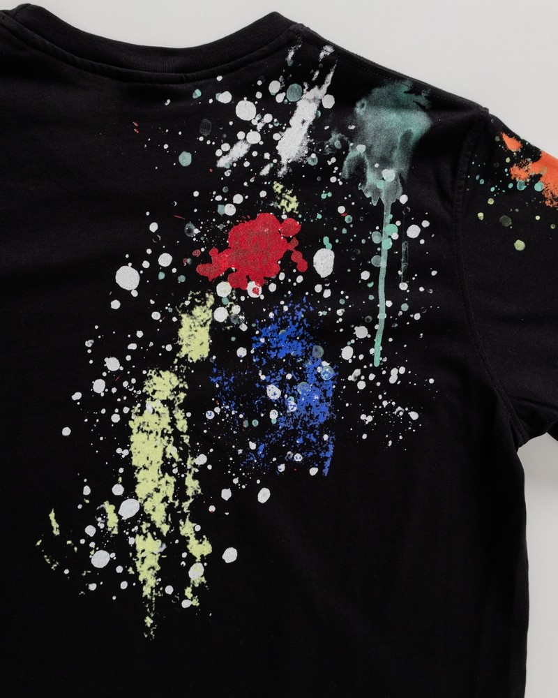 Black Sprayground Color Splat Regular Women's T Shirts | 318413453