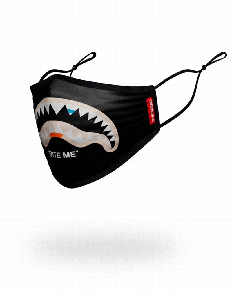 Black Sprayground Fixed Filter Bite Me Shark Fashion Men's Face Masks | 207355777