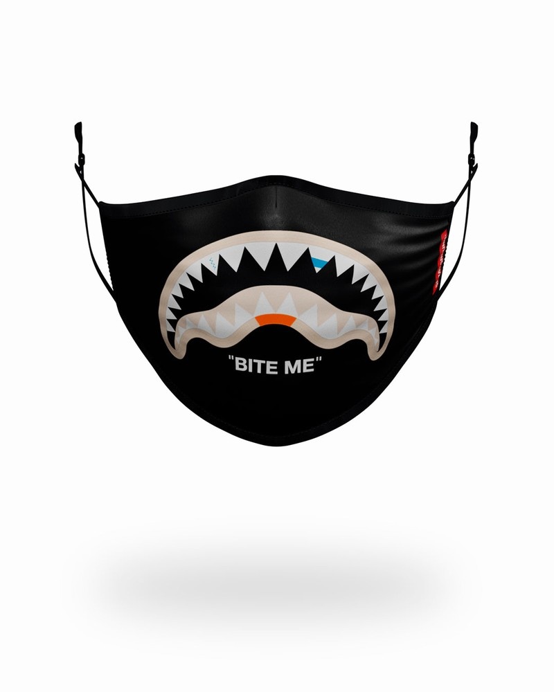 Black Sprayground Fixed Filter Bite Me Shark Fashion Women\'s Face Masks | 607738260