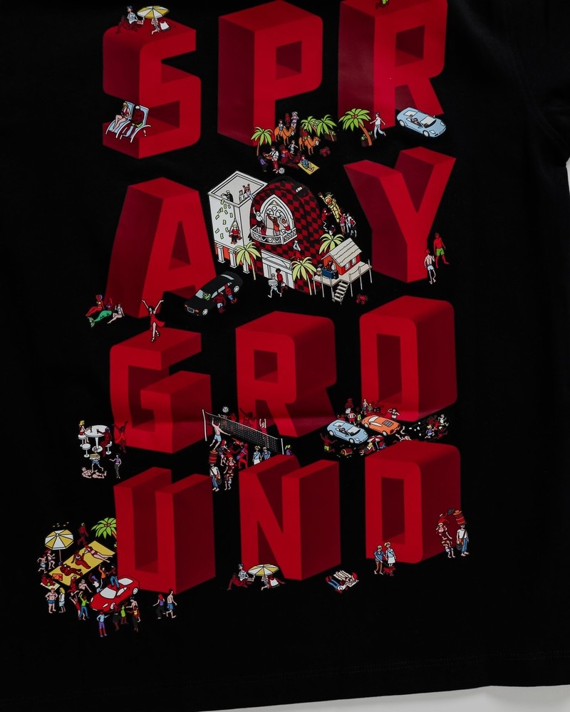 Black Sprayground House Party Kids' T Shirts | 978721394