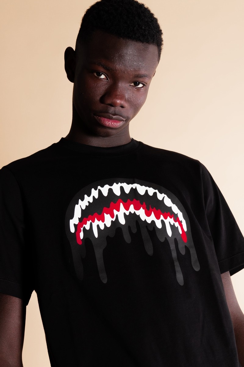 Black Sprayground Loose Smooth Men's T Shirts | 504353111