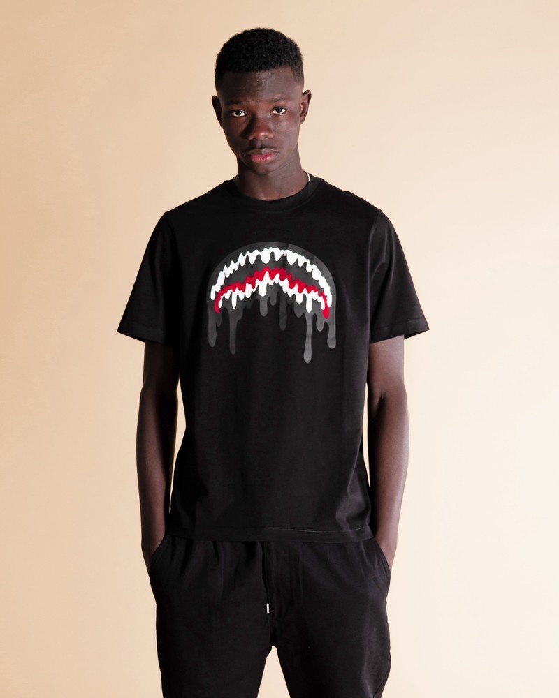 Black Sprayground Loose Smooth Men's T Shirts | 504353111