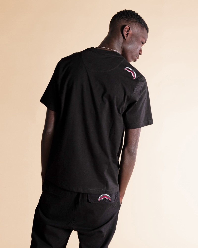 Black Sprayground Loose Smooth Men's T Shirts | 504353111
