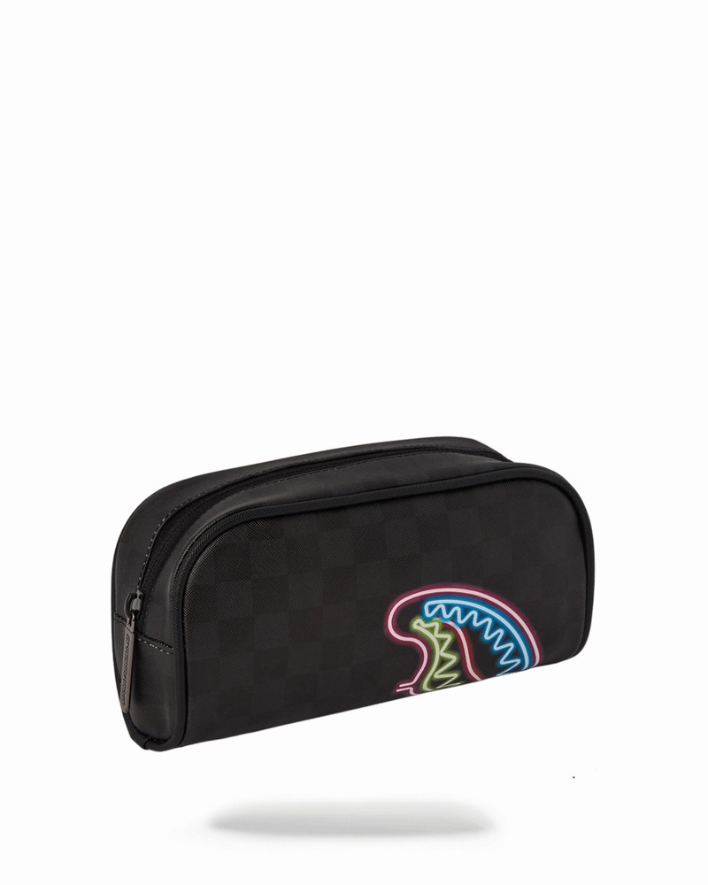 Black Sprayground Sharks In Paris Glow Men's Pouches | 160998289