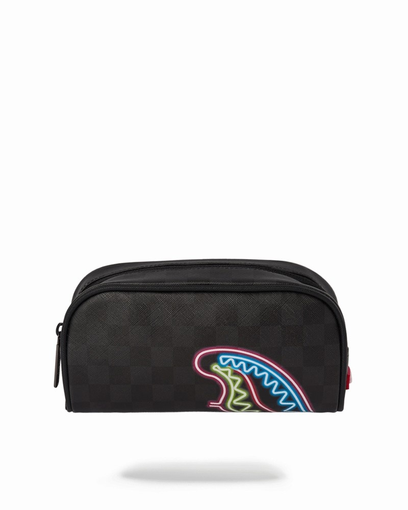 Black Sprayground Sharks In Paris Glow Men\'s Pouches | 160998289