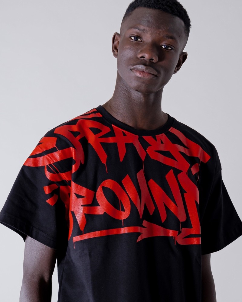 Black Sprayground Tag Men's T Shirts | 676070702