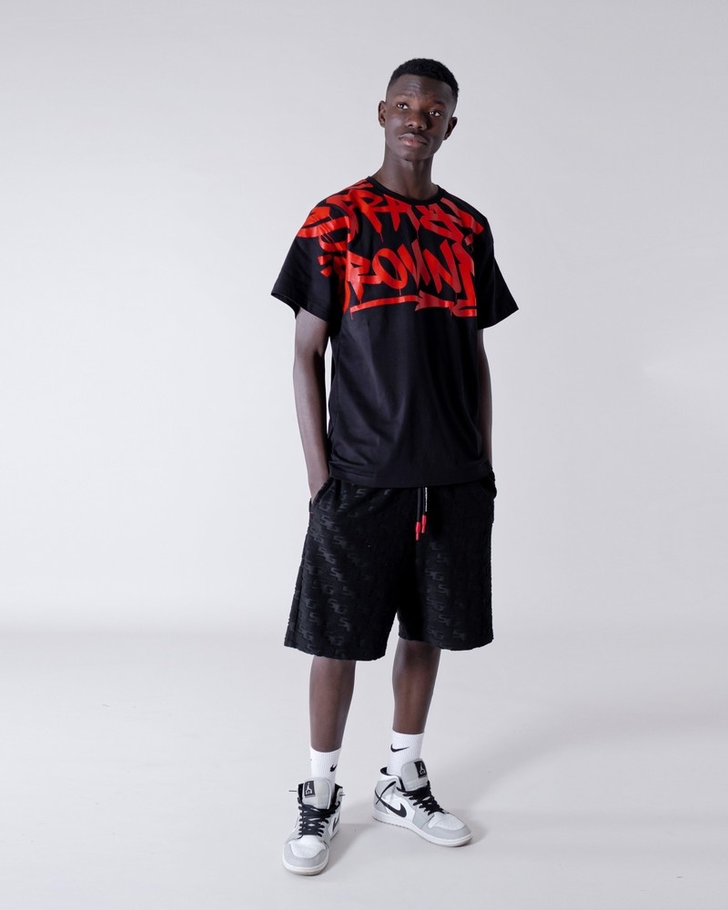Black Sprayground Tag Men's T Shirts | 676070702