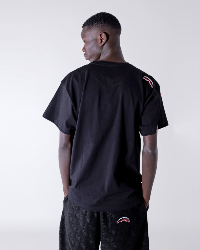 Black Sprayground Tag Men's T Shirts | 676070702