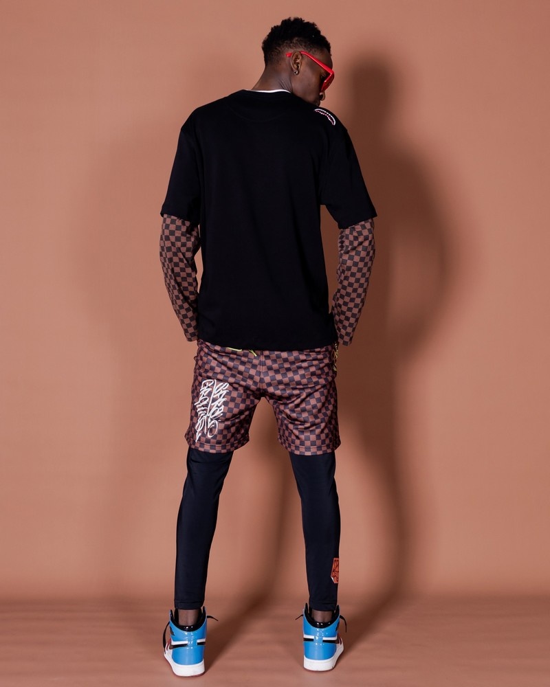 Black Sprayground Tagged Up Double Long Men's T Shirts | 207448580