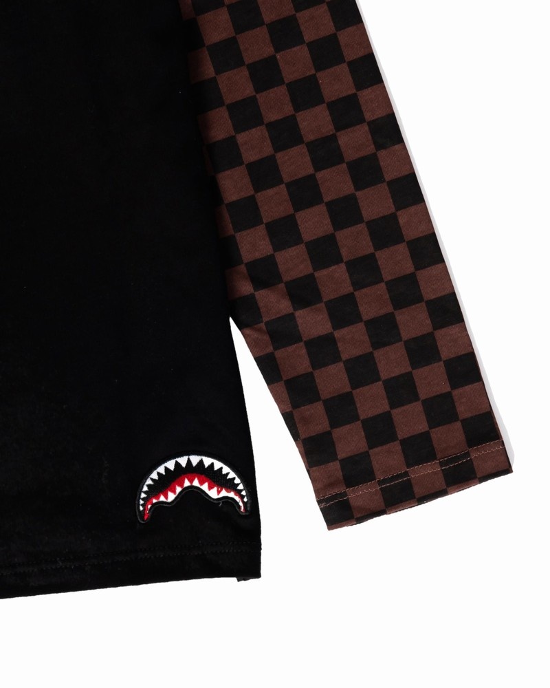 Black Sprayground Tagged Up Double Long Kids' T Shirts | 197702661