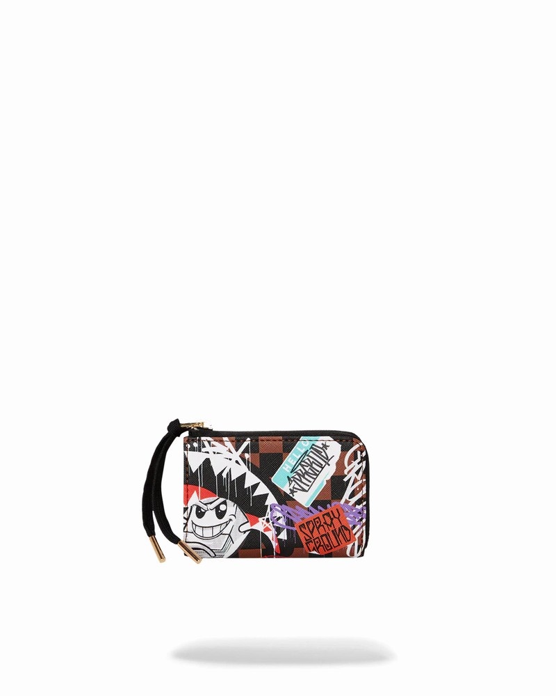 Black Sprayground Tagged Up Sip Men's Wallets | 441431947