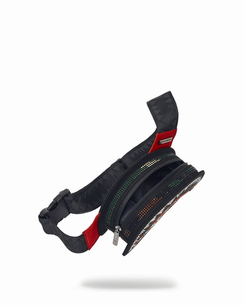 Black Sprayground Trinity Camo Shark Men's Waist Bags | 246830086