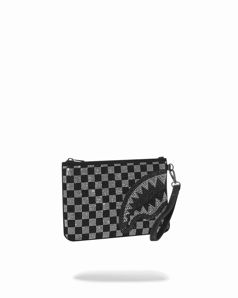 Black Sprayground Trinity Checkered Men's Clutch Bags | 427511943