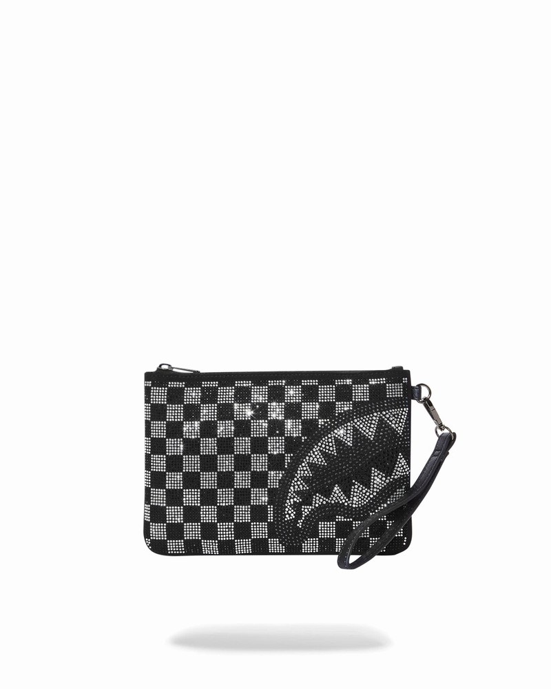 Black Sprayground Trinity Checkered Men\'s Clutch Bags | 427511943