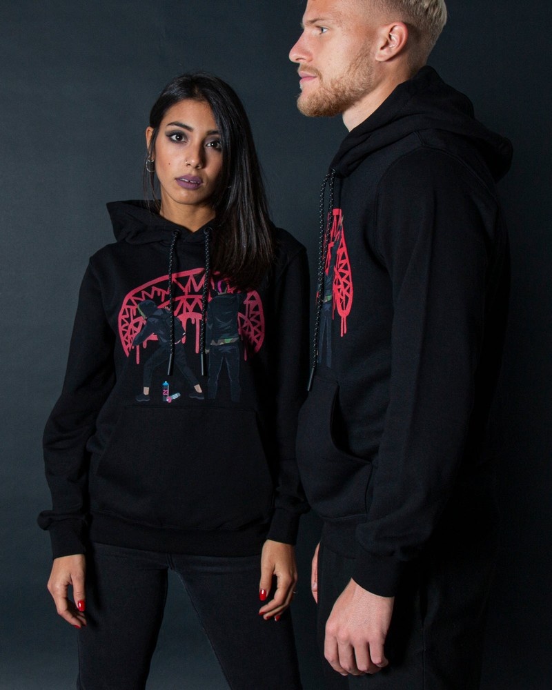 Black Sprayground Wall Hood Men's Hoodie | 209983409