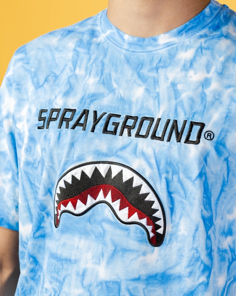 Blue Sprayground Color Drips Men's T Shirts | 352725952