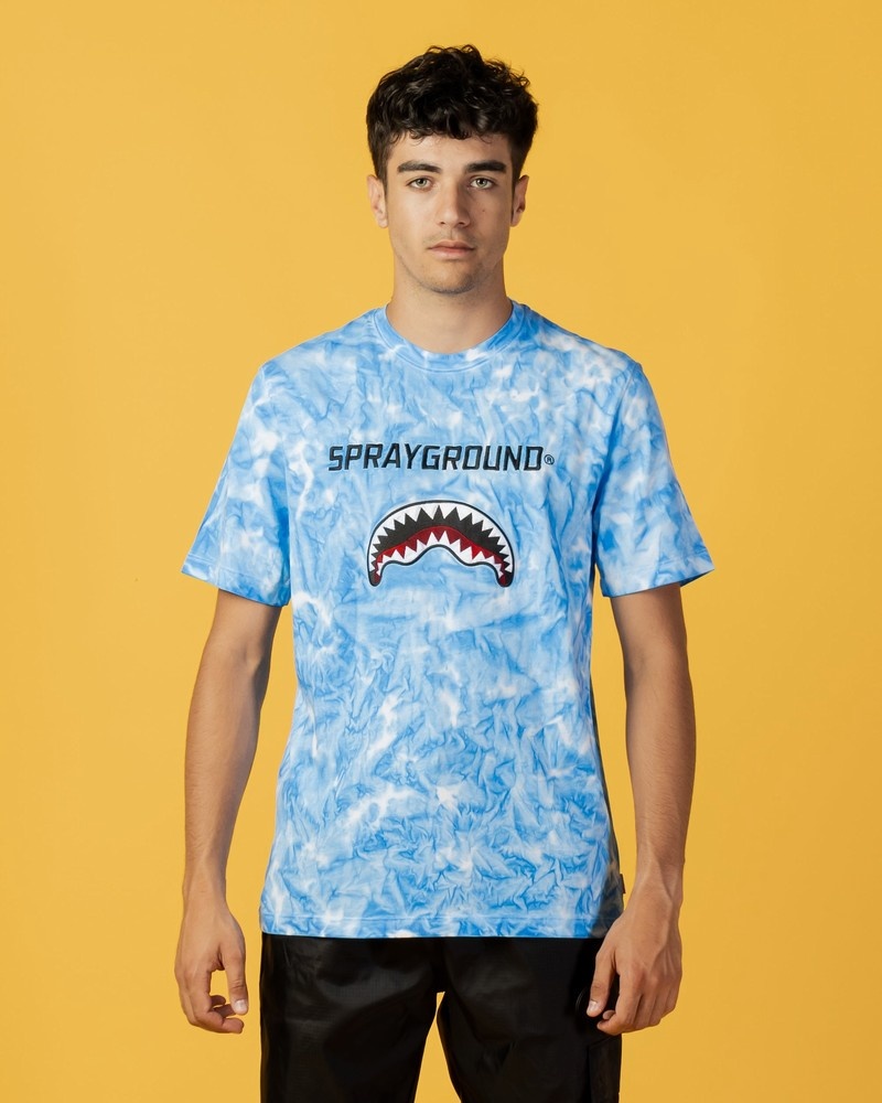 Blue Sprayground Color Drips Men's T Shirts | 352725952