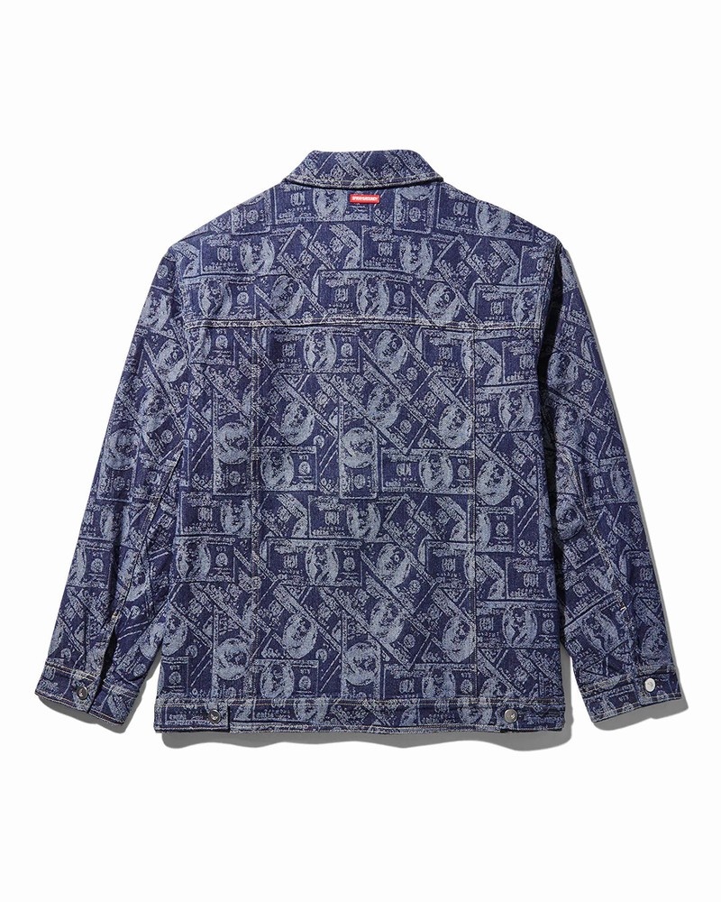 Blue Sprayground Printed Button Front Denim Women's Jackets | 965567956