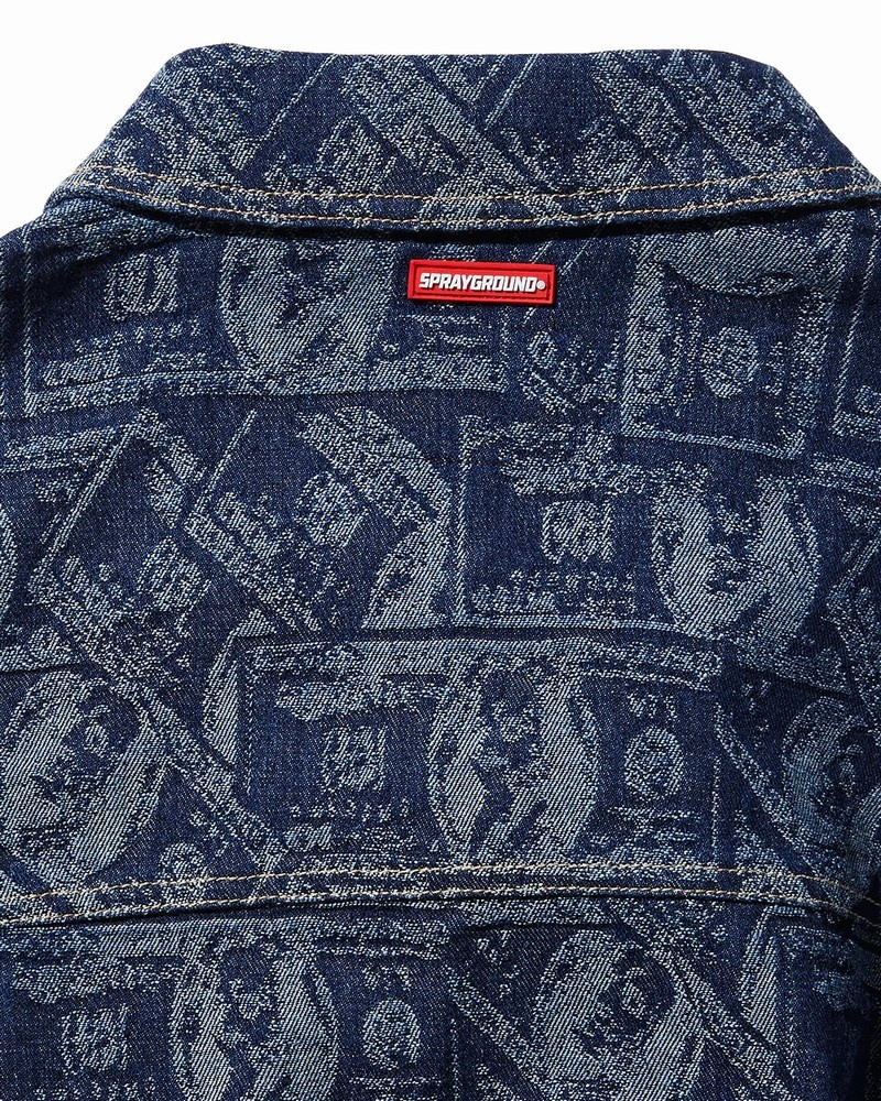 Blue Sprayground Printed Button Front Denim Women's Jackets | 965567956
