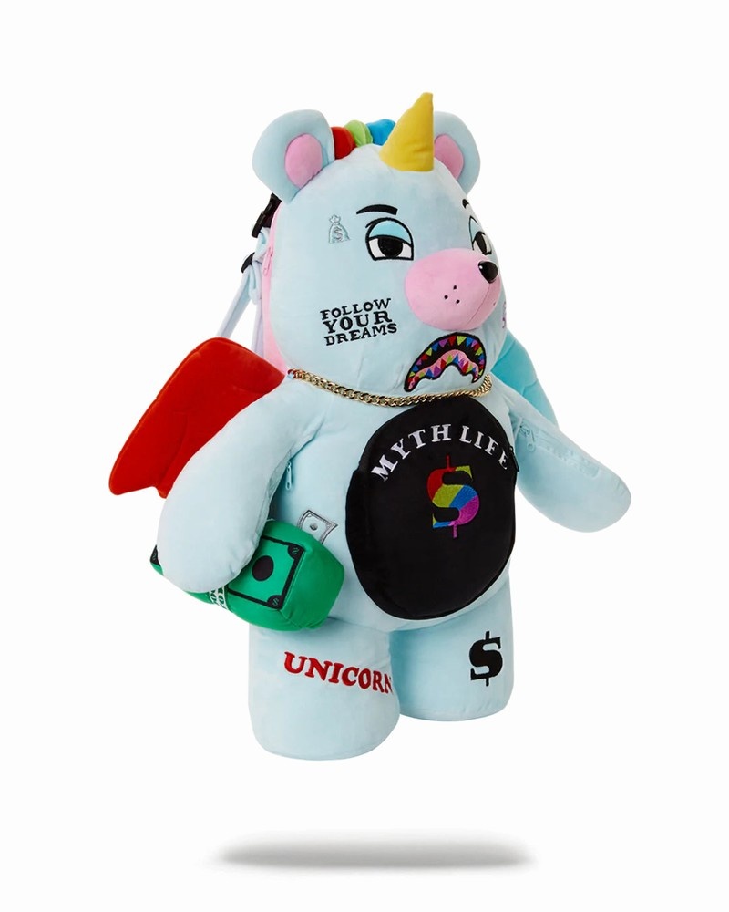 Blue Sprayground Unicorn Bear Men's Backpacks | 143239702