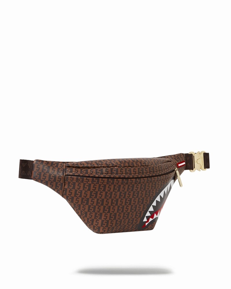 Brown Sprayground Cashin Checks Savvy Men's Crossbody Bags | 978600819