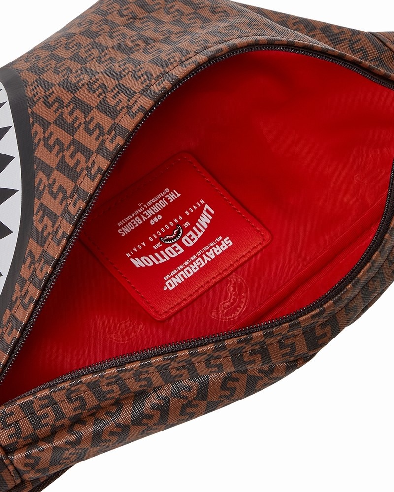 Brown Sprayground Cashin Checks Savvy Men's Crossbody Bags | 978600819