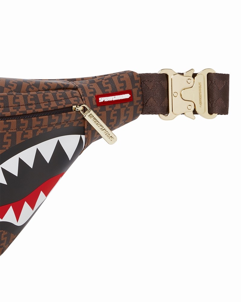 Brown Sprayground Cashin Checks Savvy Men's Crossbody Bags | 978600819