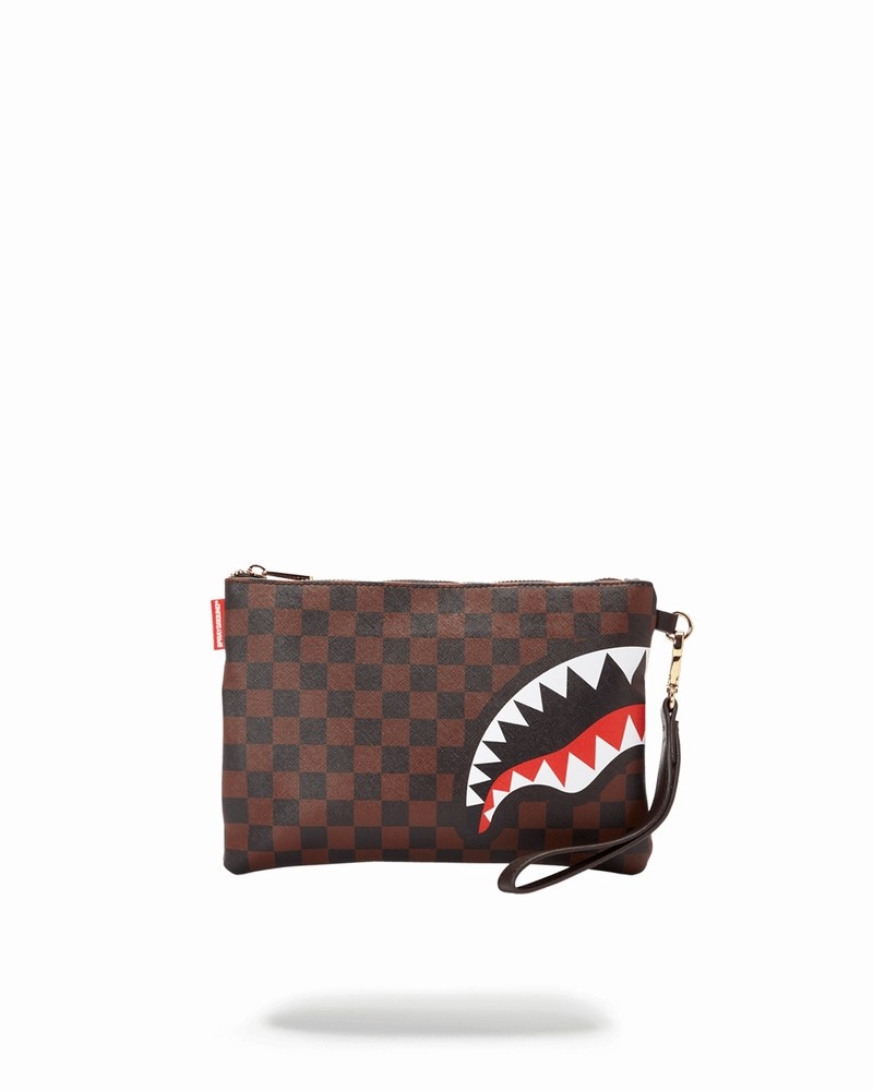 Brown Sprayground Checks In Camoflauge Crossover Men\'s Clutch Bags | 763126241