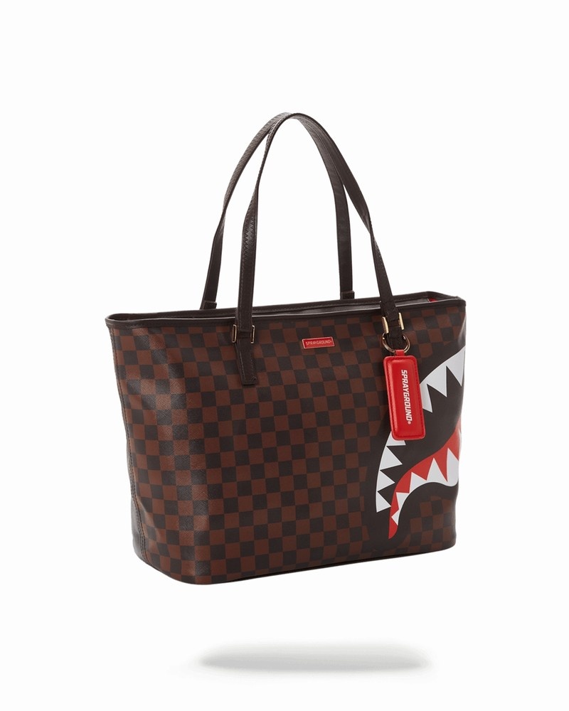 Brown Sprayground Checks In Camoflauge Men's Tote Bags | 902089977