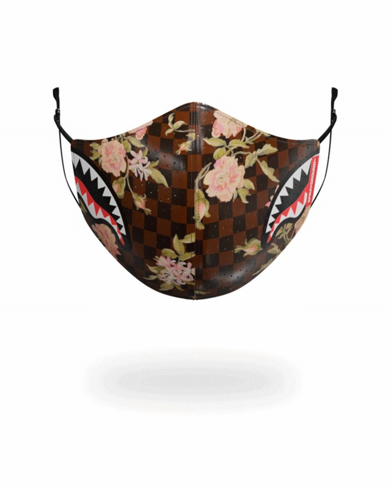 Brown Sprayground Fixed Filter Flower Sharks In Paris Pvc Fashion Women\'s Face Masks | 297368153