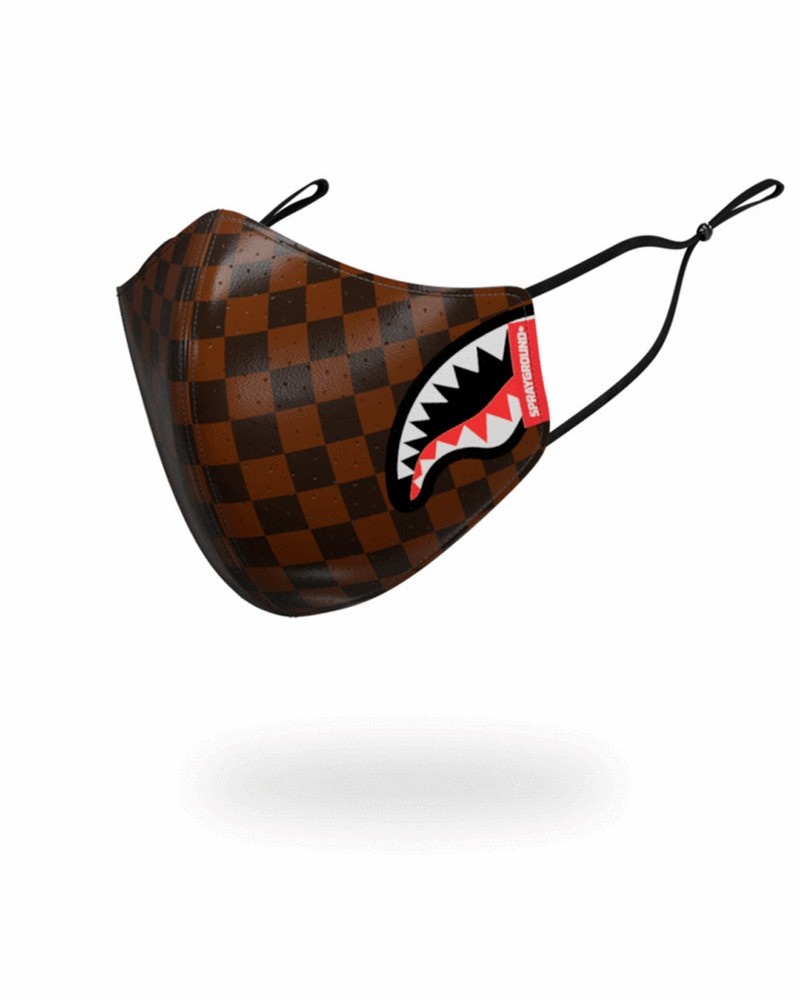Brown Sprayground Fixed Filter Sharks In Paris Pu Fashion Women's Face Masks | 672955120