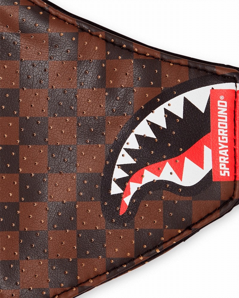 Brown Sprayground Fixed Filter Sharks In Paris Pu Fashion Women's Face Masks | 672955120