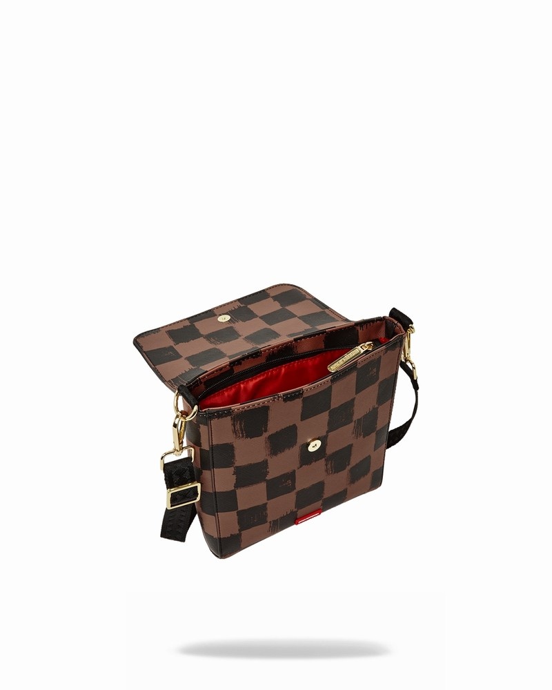 Brown Sprayground Sharks In Paris Vanquish Large Sling Men's Crossbody Bags | 23172811