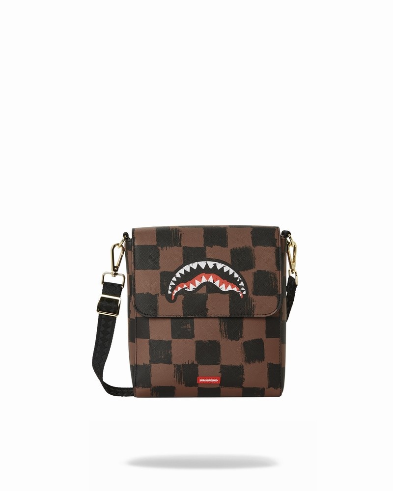 Brown Sprayground Sharks In Paris Vanquish Large Sling Men\'s Crossbody Bags | 23172811