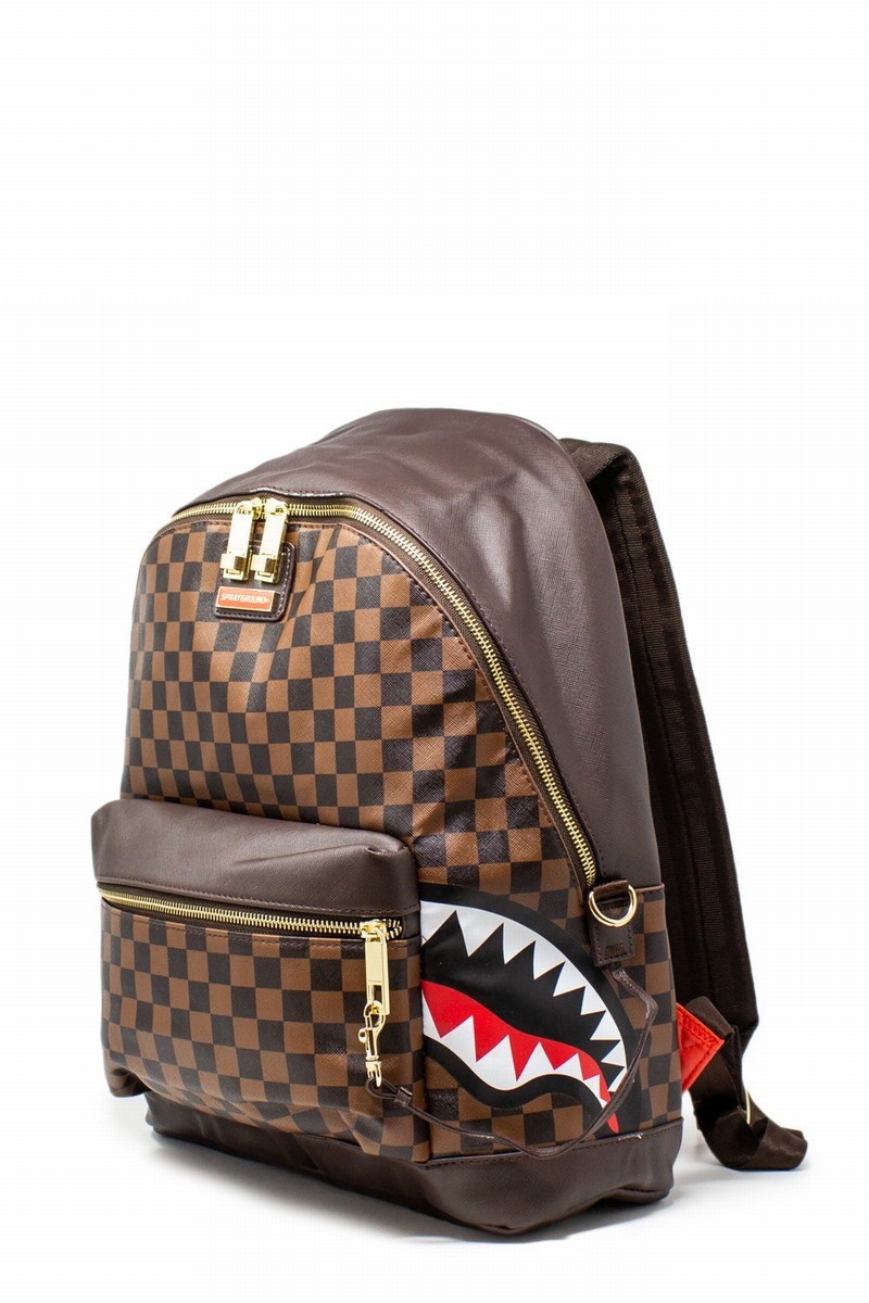 Brown Sprayground Side Sharks In Paris Men's Backpacks | 608356125