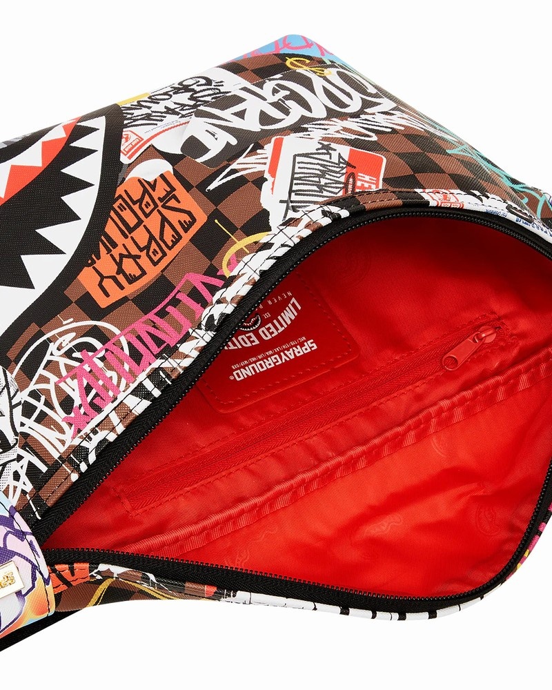 Brown Sprayground Tagged Up Men's Waist Bags | 411293178