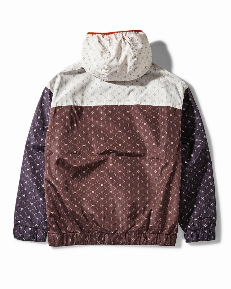 Brown Sprayground Vvip Zip Front Colorblock Contrast Women's Hoodie | 477560302