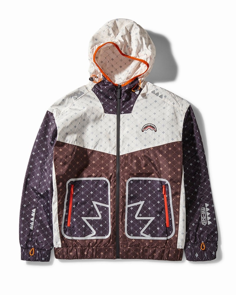 Brown Sprayground Vvip Zip Front Colorblock Contrast Women\'s Hoodie | 477560302