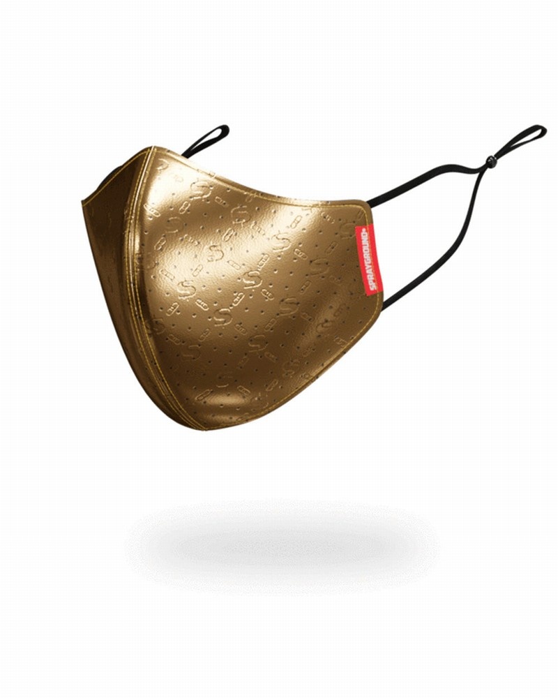Gold Sprayground Fixed Filter Gold Spucci Pvc Fashion Women's Face Masks | 78076123