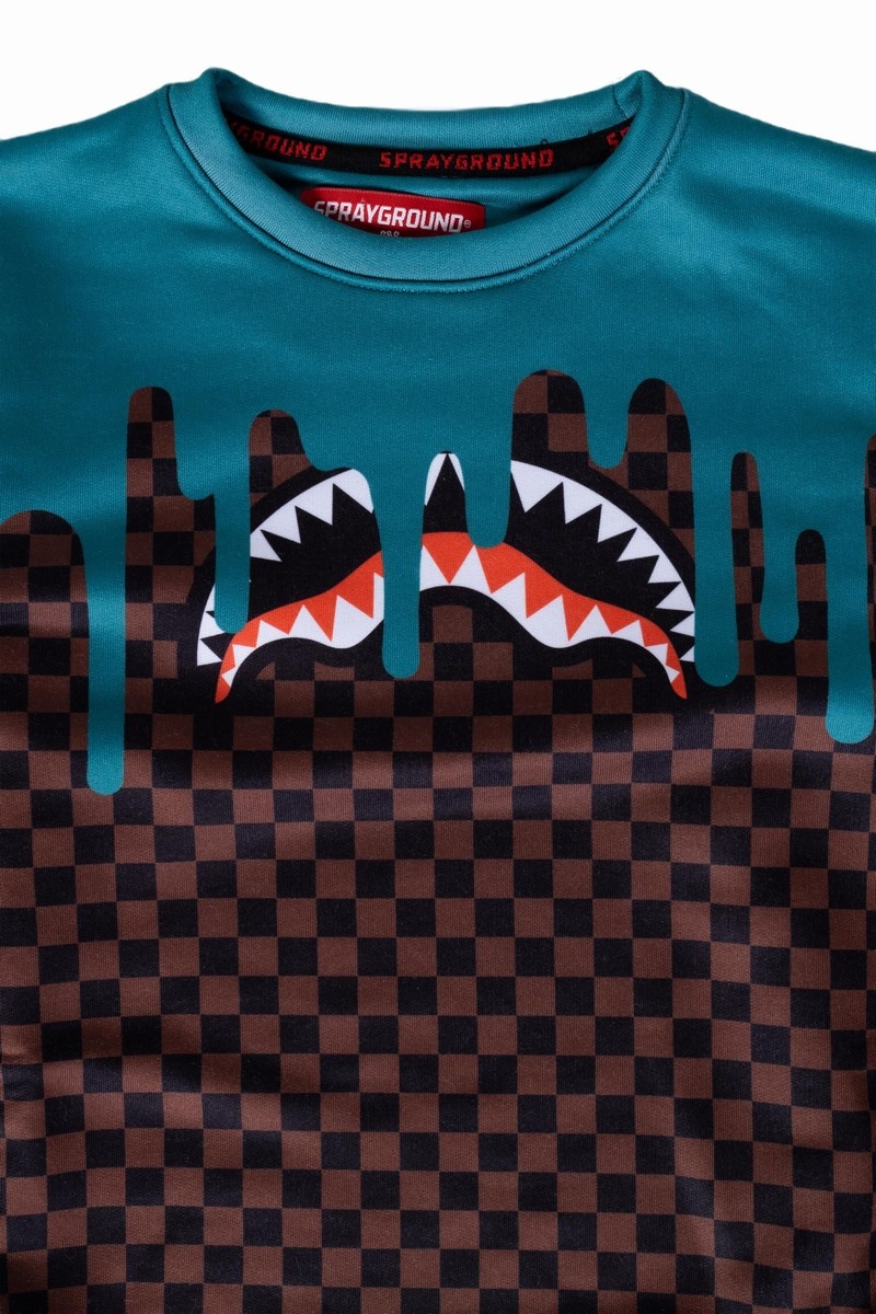 Green Sprayground Color Dripping Kids' Sweatshirts | 699395600