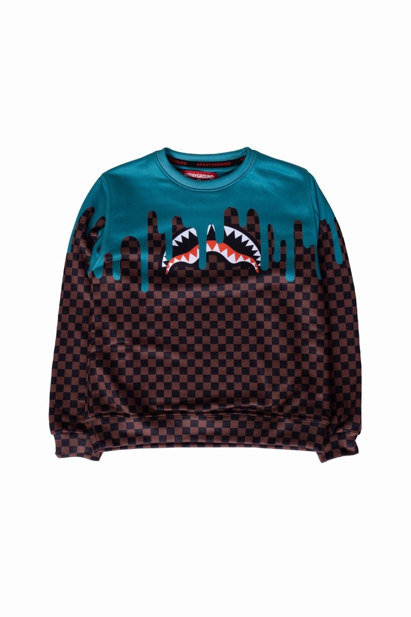 Green Sprayground Color Dripping Kids\' Sweatshirts | 699395600