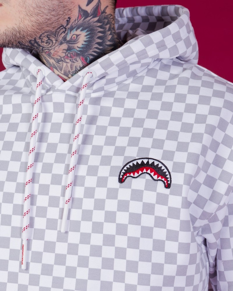 Grey Sprayground Basic Cap Check Men's Hoodie | 329252888