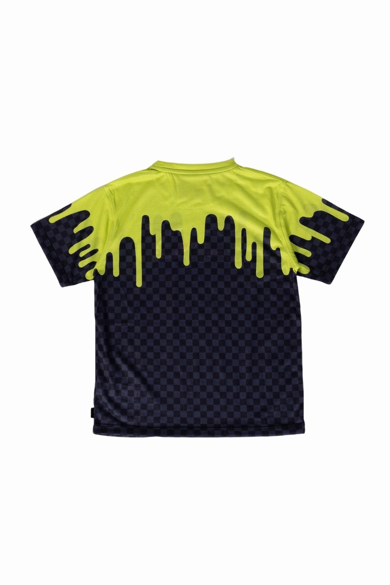 Grey Sprayground Color Dripping Check Kids' T Shirts | 408699370