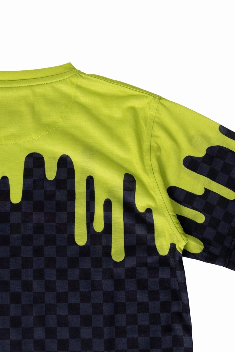 Grey Sprayground Color Dripping Check Kids' T Shirts | 408699370