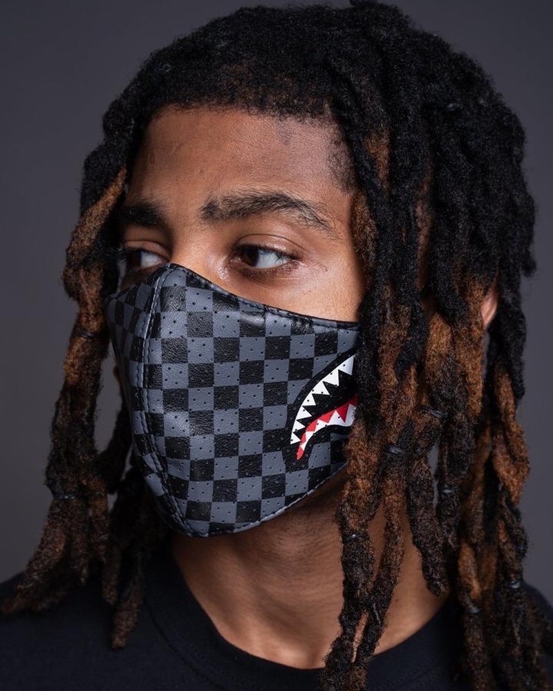Grey Sprayground Fixed Filter Sharks In Paris Pvc Fashion Women's Face Masks | 103098319