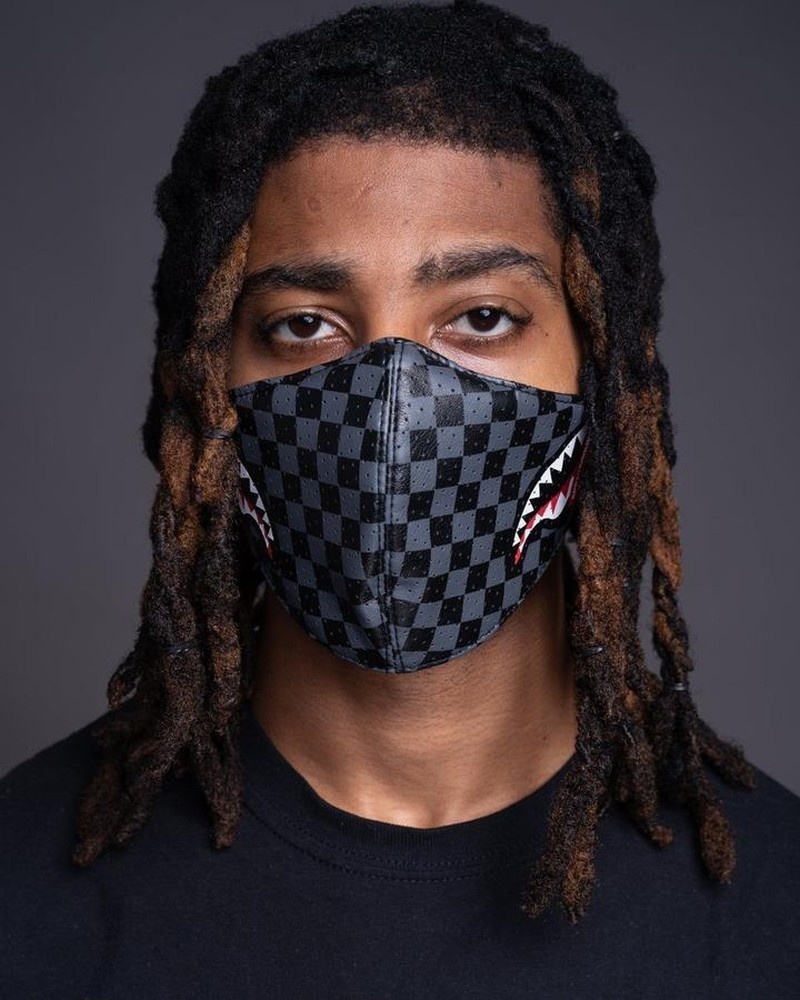 Grey Sprayground Fixed Filter Sharks In Paris Pvc Fashion Women's Face Masks | 103098319